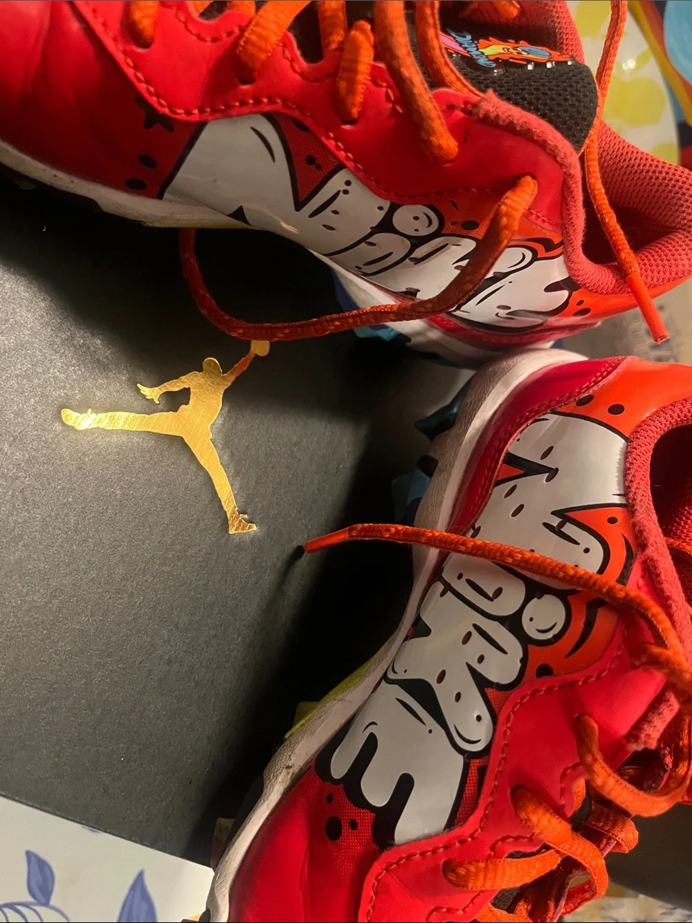 Nike Kids Red Sneakers with Orange Laces